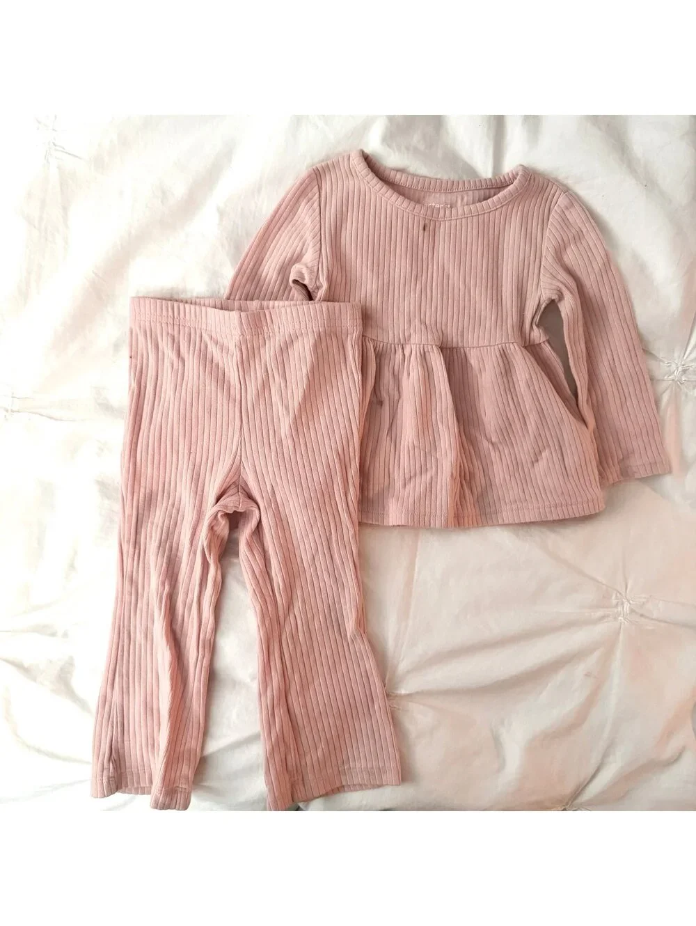 Carters Soft Pink Ribbed Flare Set